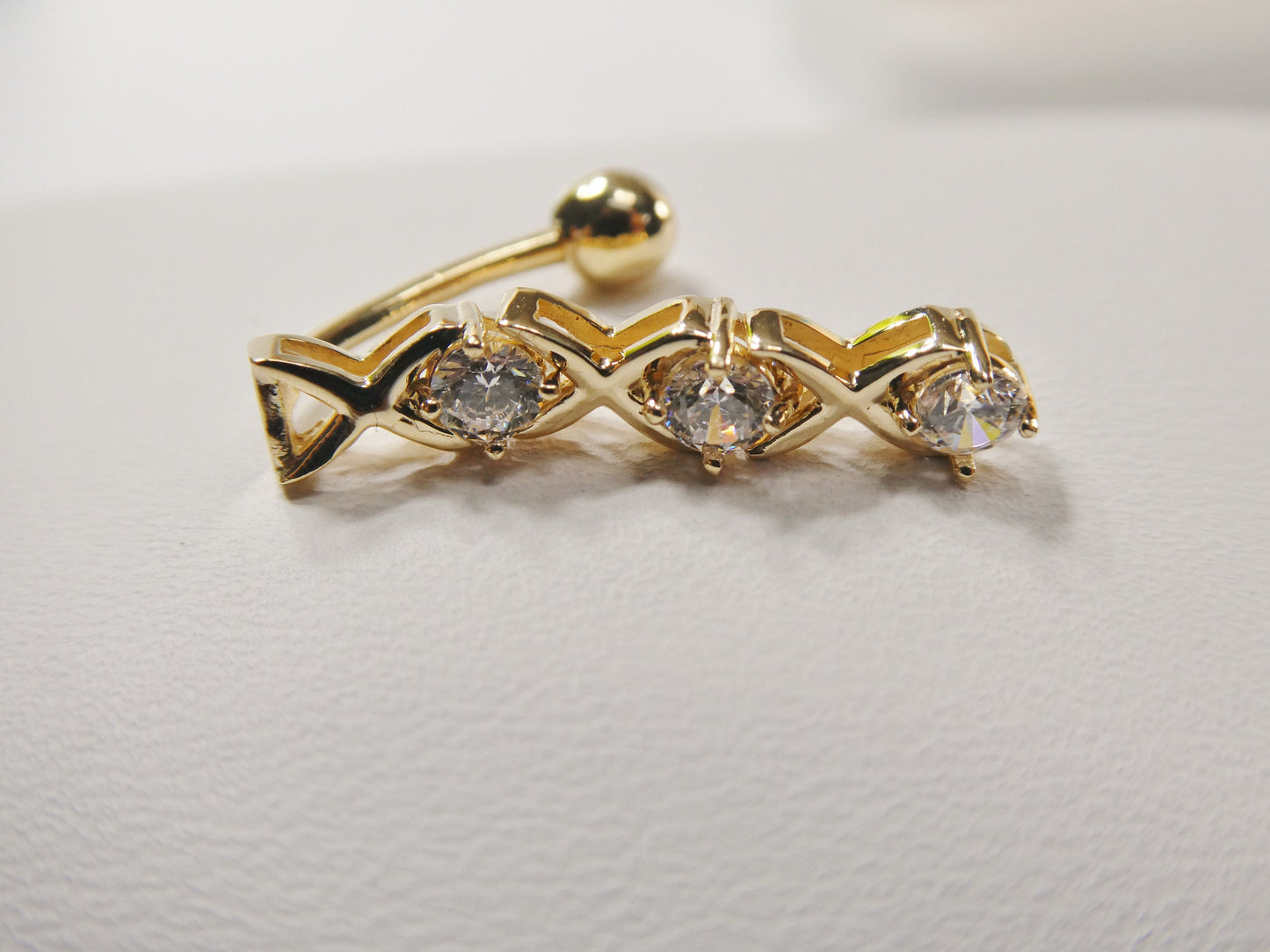14k real solid yellow gold xoxo belly button dangle ring piercing