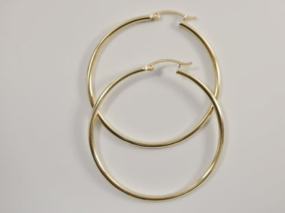 Real 10k Solid Yellow Gold Plain High Polish 45mm Hoop Earring