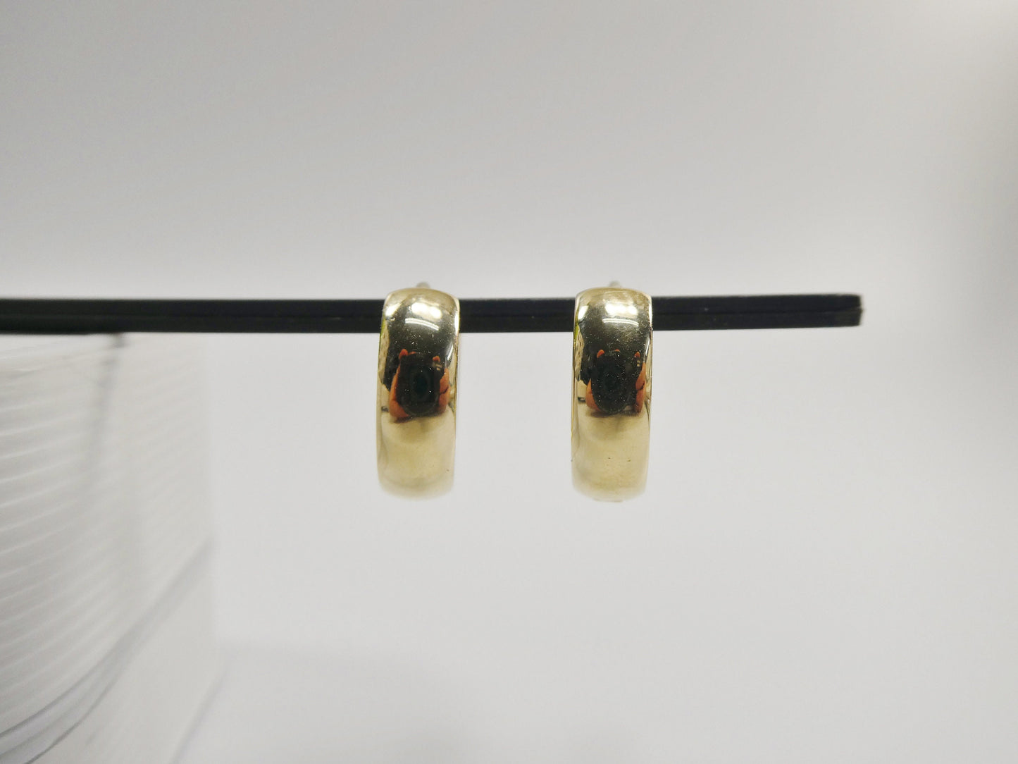 real 10k solid yellow gold 16mm high polish large plain hoop earrings