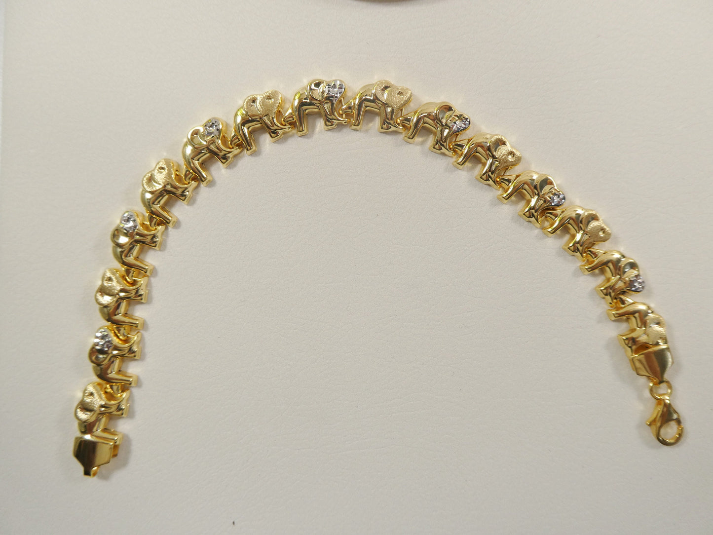 real 925 sterling silver two tone elephant  stampato bracelet 14k gold color two tone finish