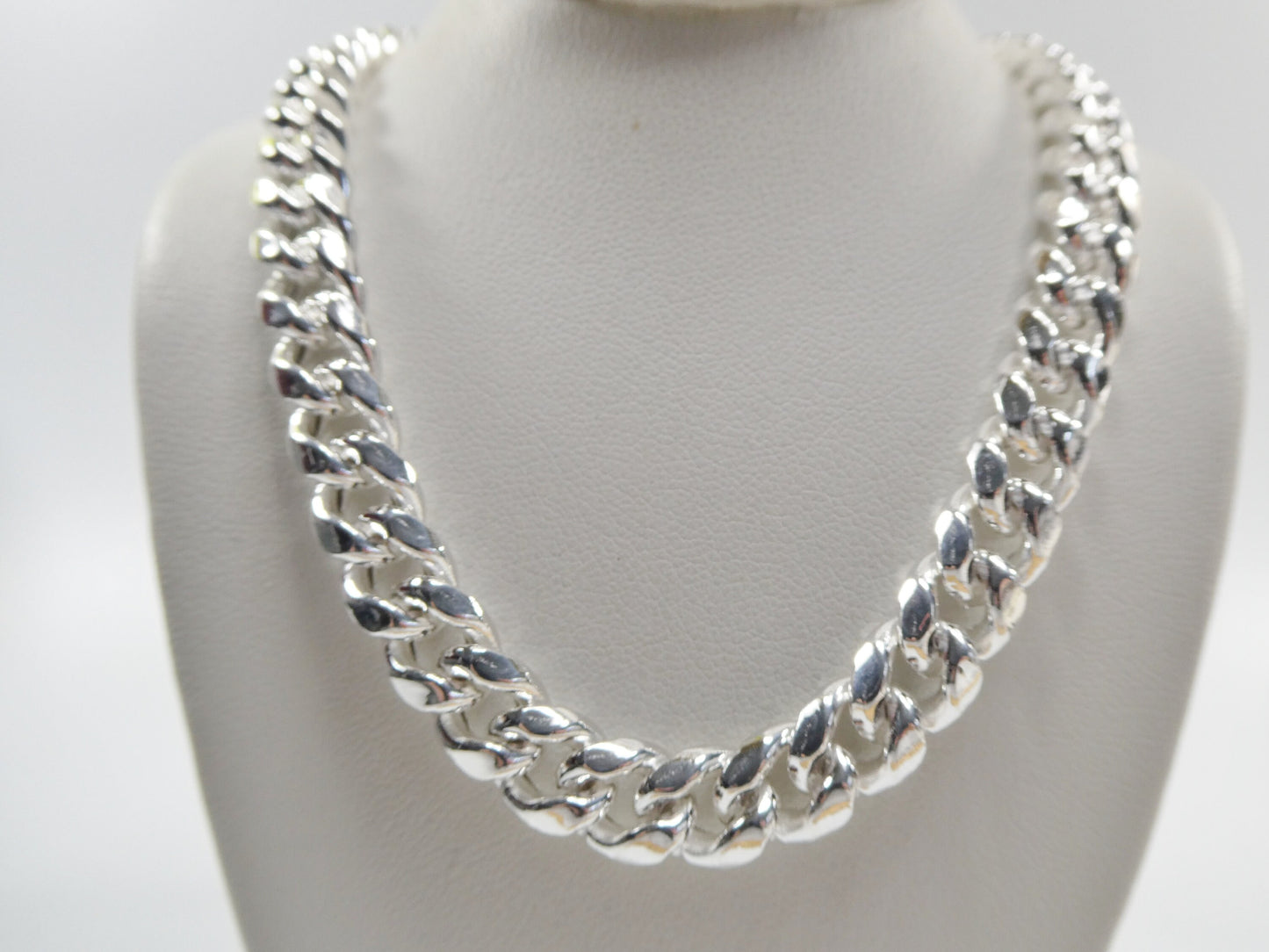 real 9mm 925 sterling silver Miami  SEMI SOLID link chain box lock clasp