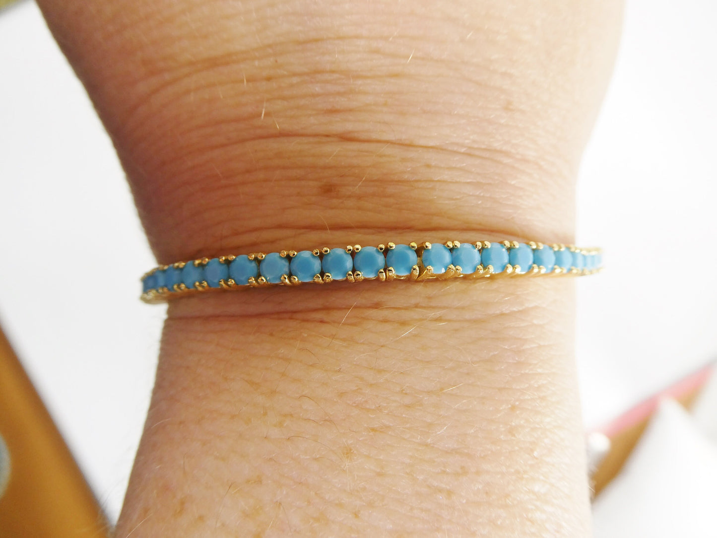 7 inch 3mm/ 4mm real 925 sterling silver turquois tennis bracelet