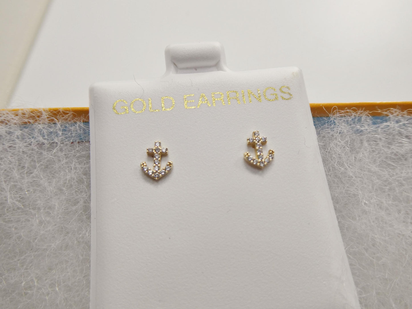 real 10k solid yellow gold tiny stud anchor earrings dainty