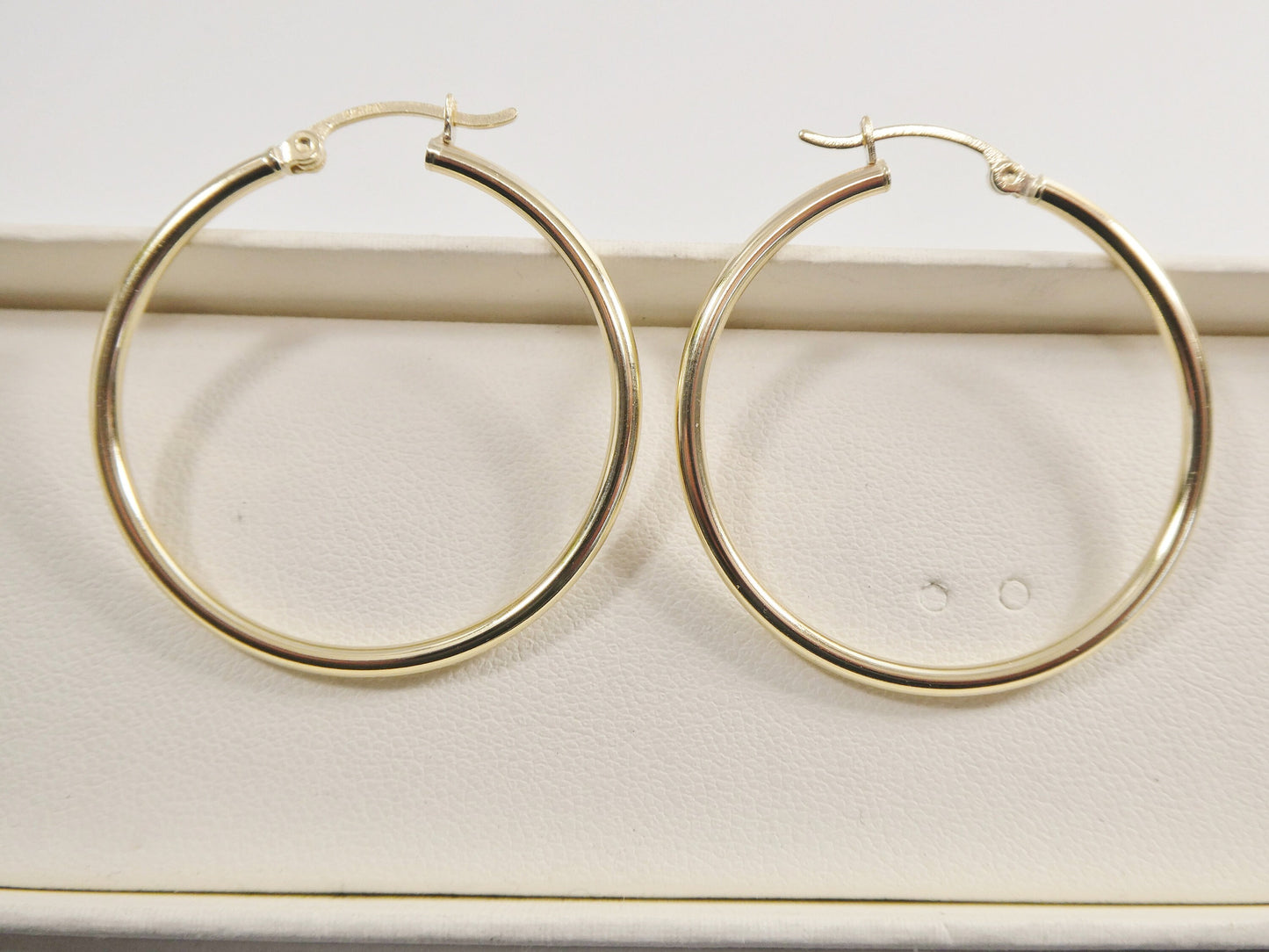 real 10k solid yellow gold plain high polish 35mm hoop earrings