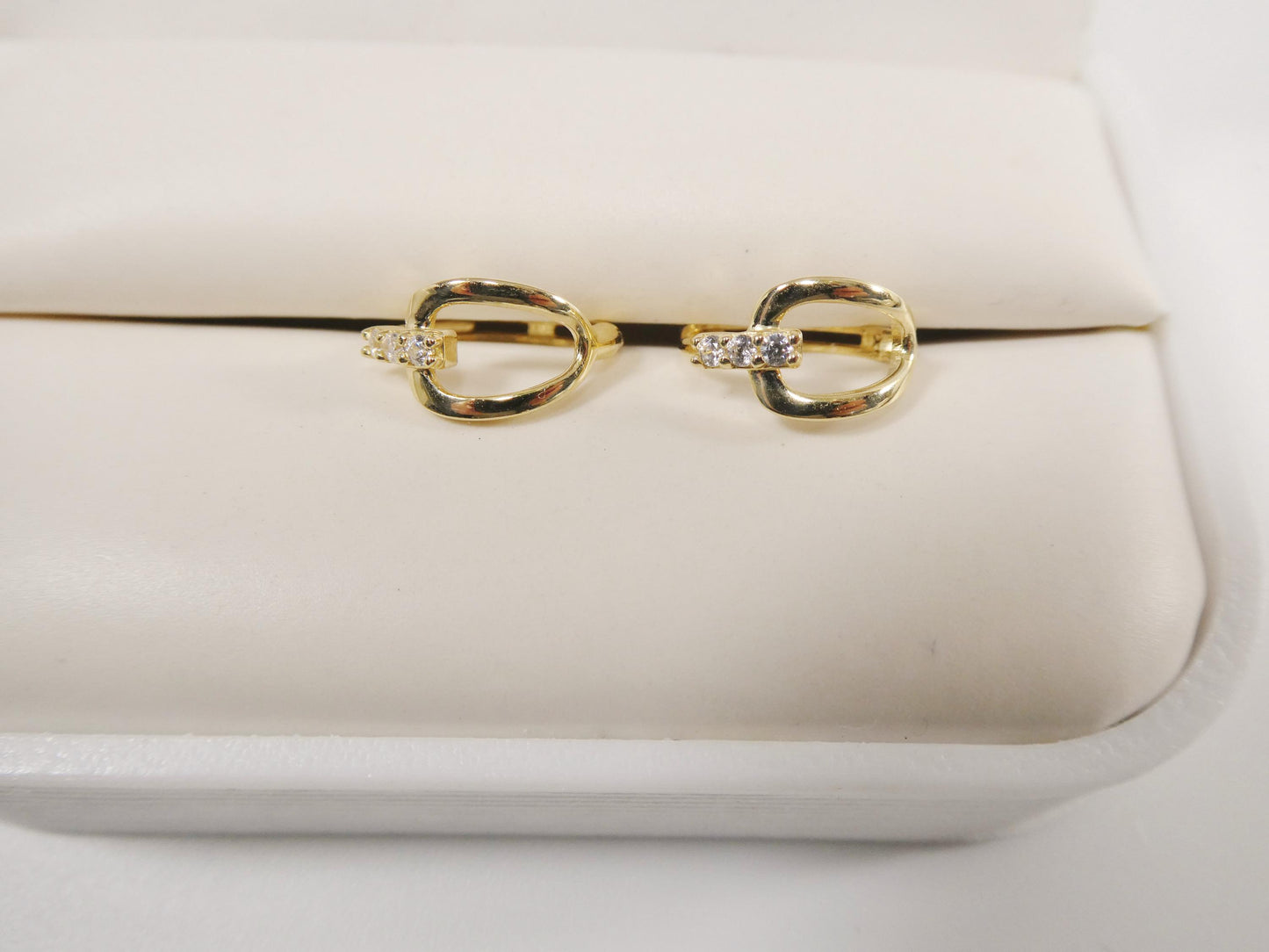 real 10k solid yellow gold buckle hoop huggie earrings