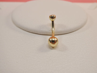 14k Real Solid Yellow Gold High Polish Ball Belly Button Ring Piercing