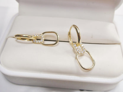 Real 10k Solid Yellow Gold Designer Hoop Huggie Earrings