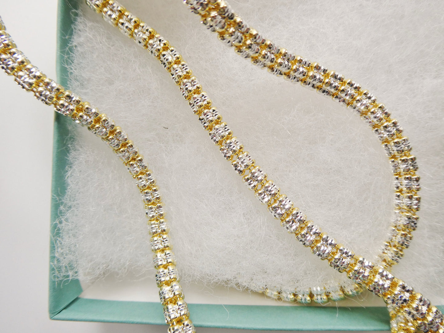 real 925 sterling silver 5 line diamond cut ice link chain necklace