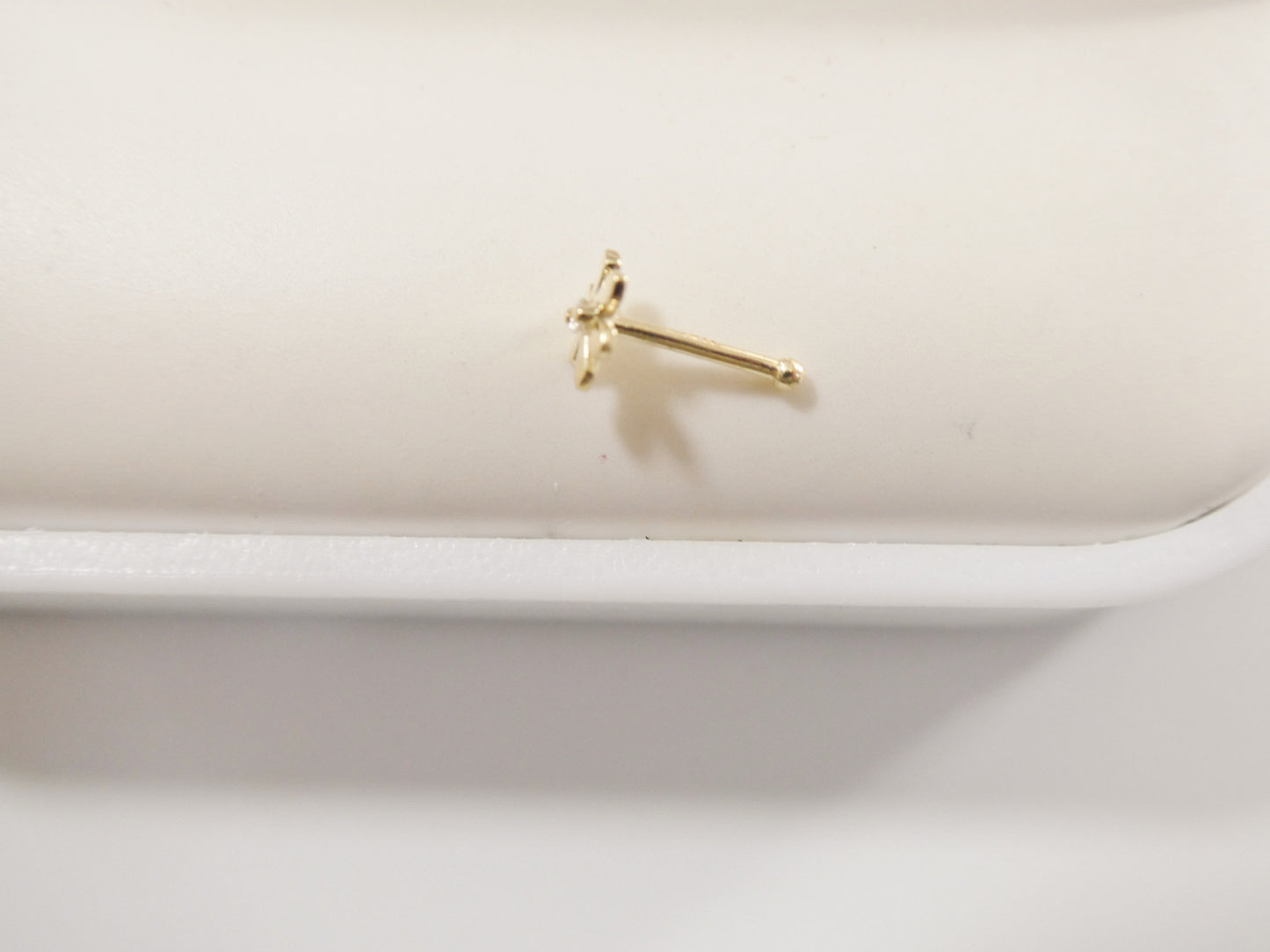 14k real solid yellow gold polish flower stud nose ring