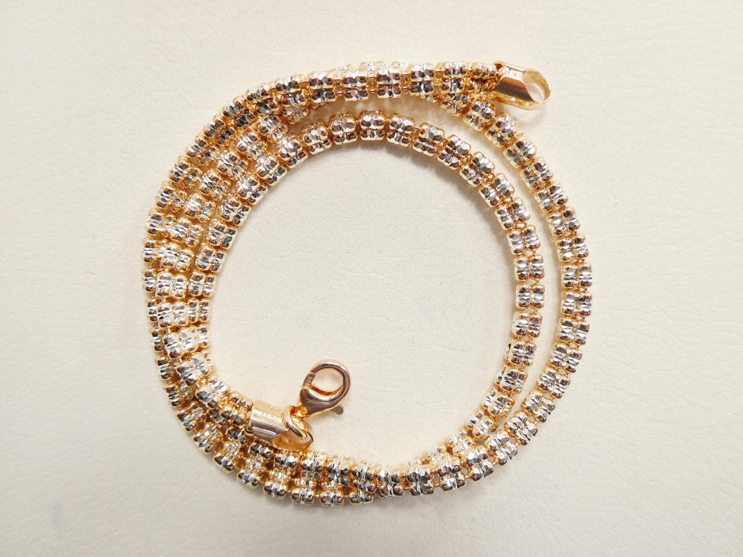 real 925 sterling silver 4 line rose gold tone ice link chain necklace