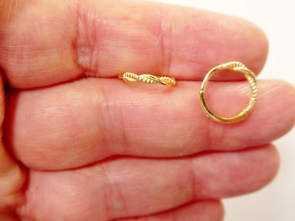 Real 10k Solid Yellow Gold Designer Hoop Huggie Earrings