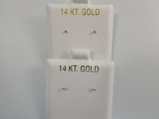 14k real solid yellow gold push post pair nose earring