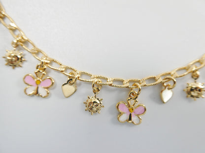 5.5 inch 14k Gold Filled CURB Style Butterfly Pendent Dropping Baby Bracelet