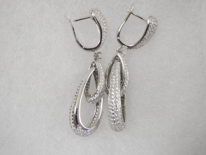 Real 925 Sterling Silver Micro Pave Setting 14k White Gold Color Finish Drop Earrings