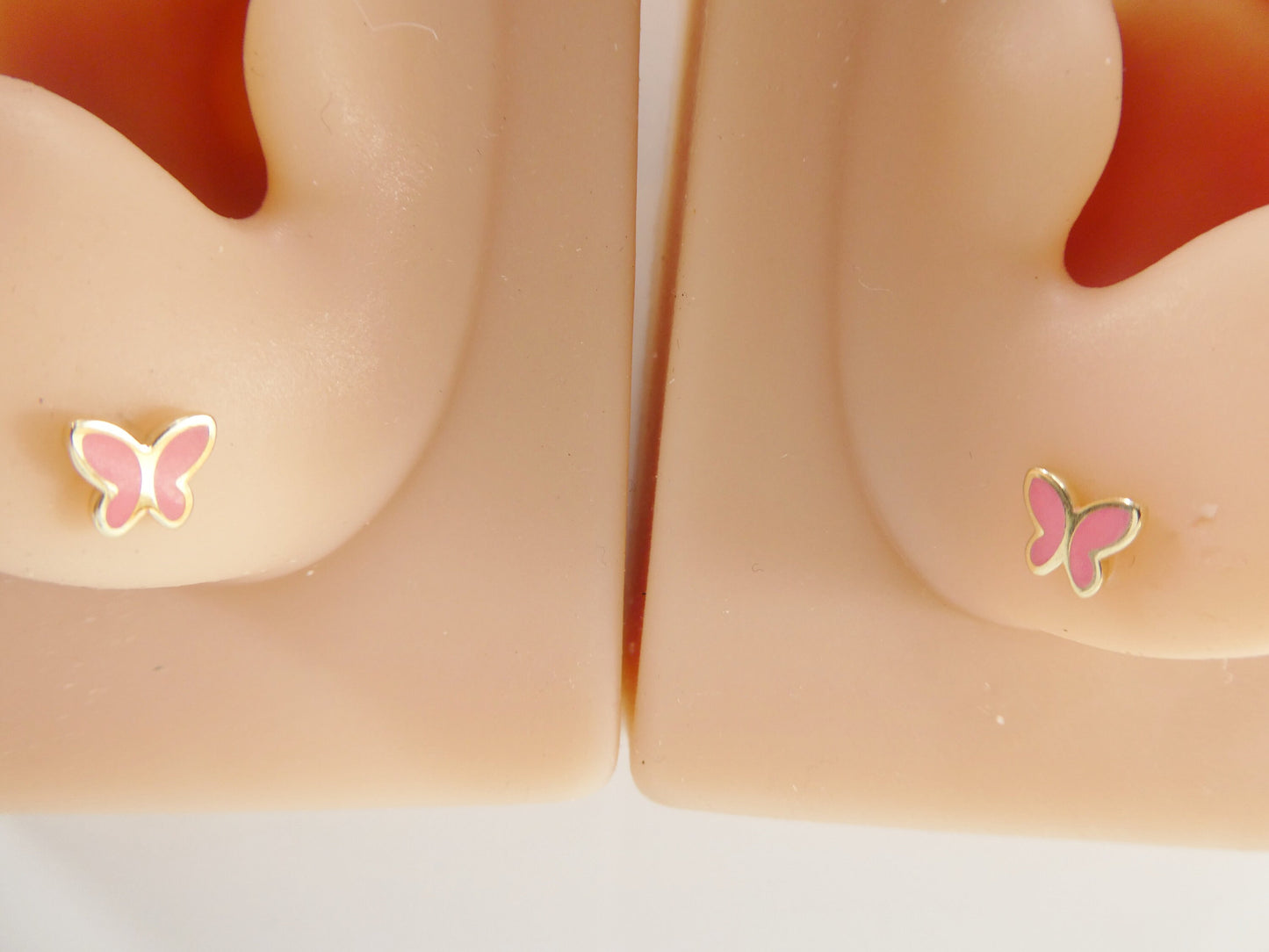 10k real solid gold kids enamel butterfly screw post earrings