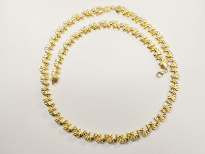 Real 925 Sterling Silver All Yellow Tone Elephant Set Necklace and Bracelet