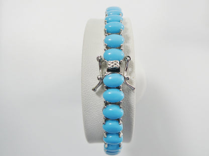 7 Inch Real 925 Sterling Silver Turquoise Tennis Bracelet