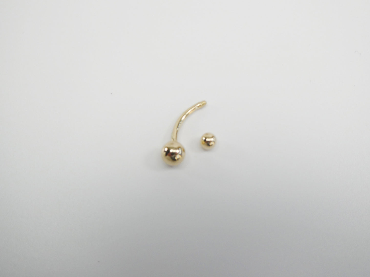 14k real solid yellow gold plain ball belly ring