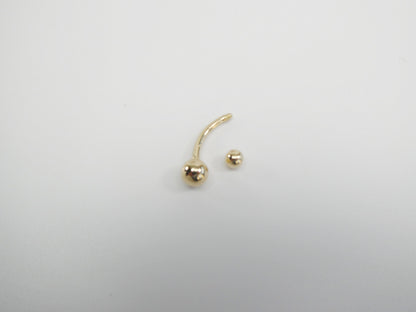 14k Real Solid Yellow Gold Plain Ball Belly Ring