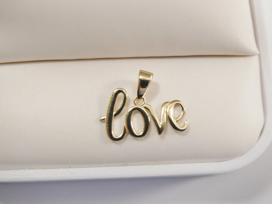 women's 14k real solid yellow gold love world charm