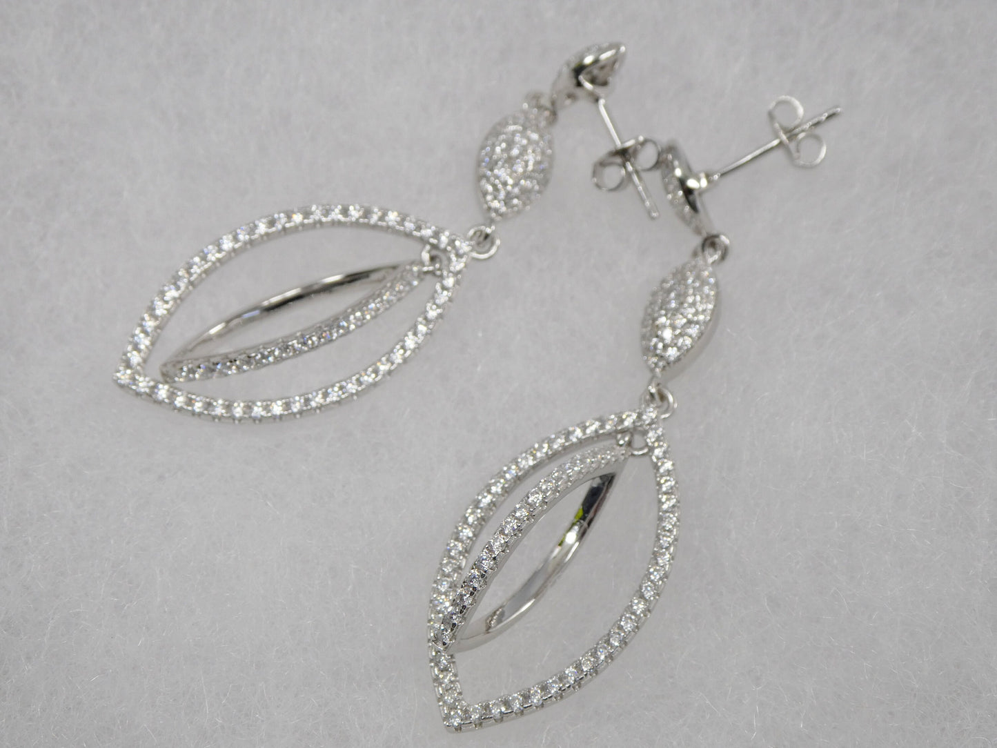 real 925 sterling silver micro pave setting 14k white gold color finish drop earrings