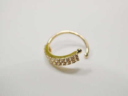 14k Real Solid Yellow Gold CZ Hoop Earring Cartilage Daith Ring Piercing