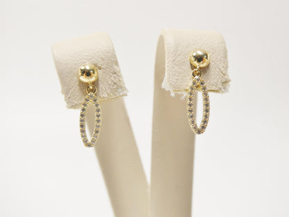 Real 10k Solid Yellow Gold Oval Drop Push Post Earrings