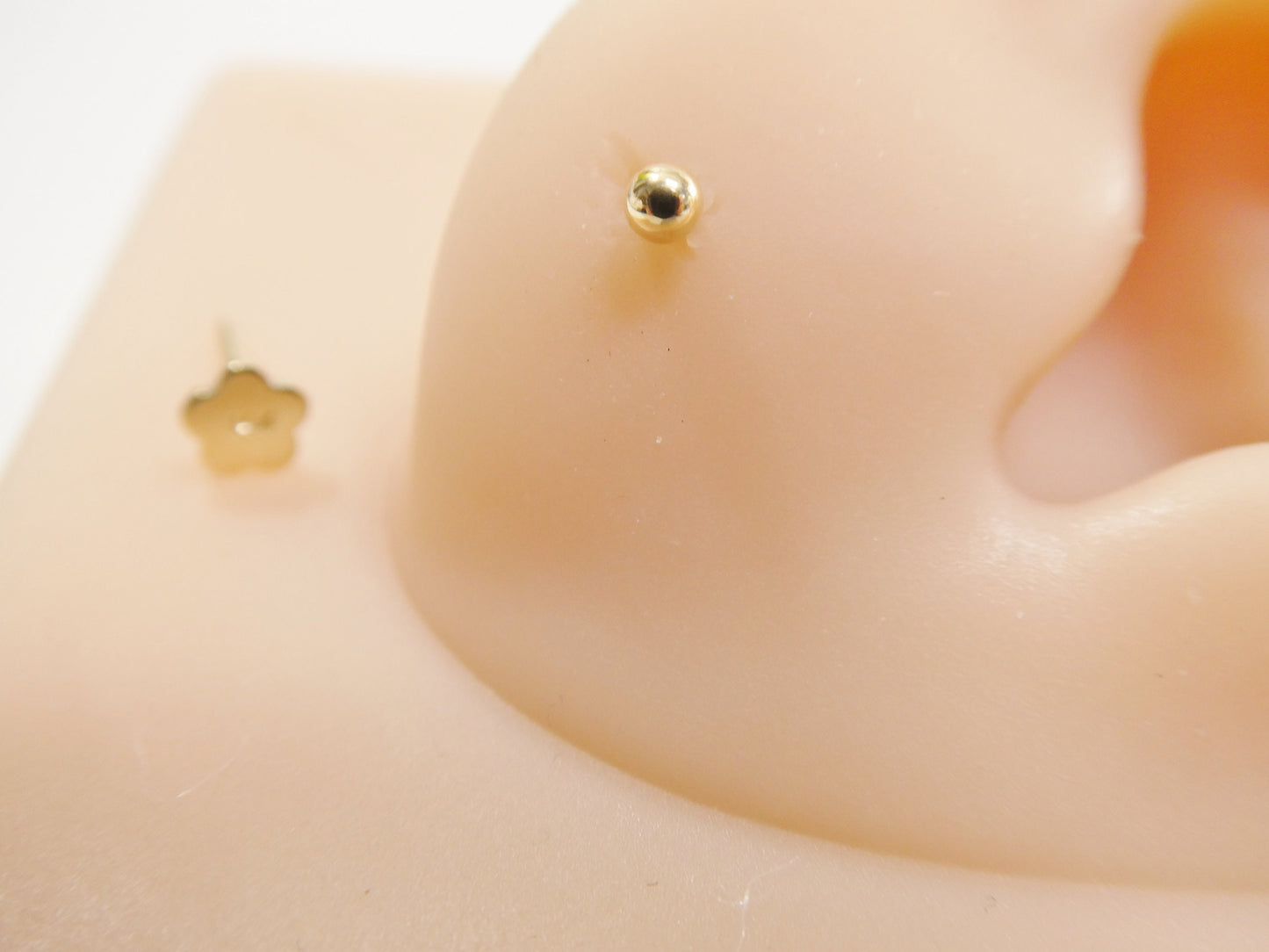 2MM/3mm/4mm 14k real solid yellow gold ball cartilage flat screw back piercing
