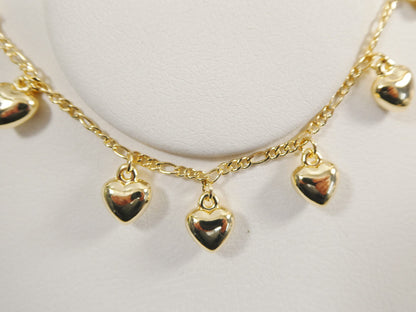 6 Inch 7 Inch 14k Gold Filled Heart Dangling Baby Bracelet