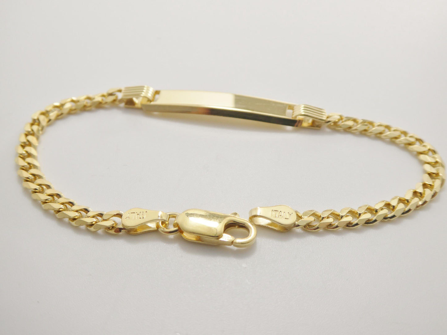 925 sterling silver 6 inch baby id bracelet yellow gold color finish