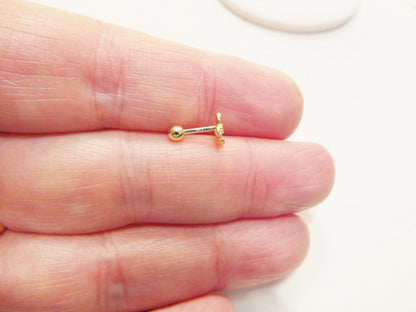 14k Real Solid Yellow Gold Cartilage Flower Body Ring Piercing