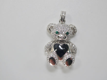 925 Sterling Silver Enamel Color Teddy Bear Pendent Charm