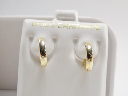 Real 10k Solid Yellow Gold 12mm High Polish Plain Hoop Huggie Earrings