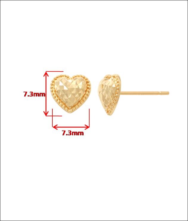 10k real solid yellow gold design heart push back earrings