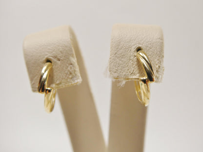 Real 10k Solid Yellow Gold Designer Hoop Huggie Earrings