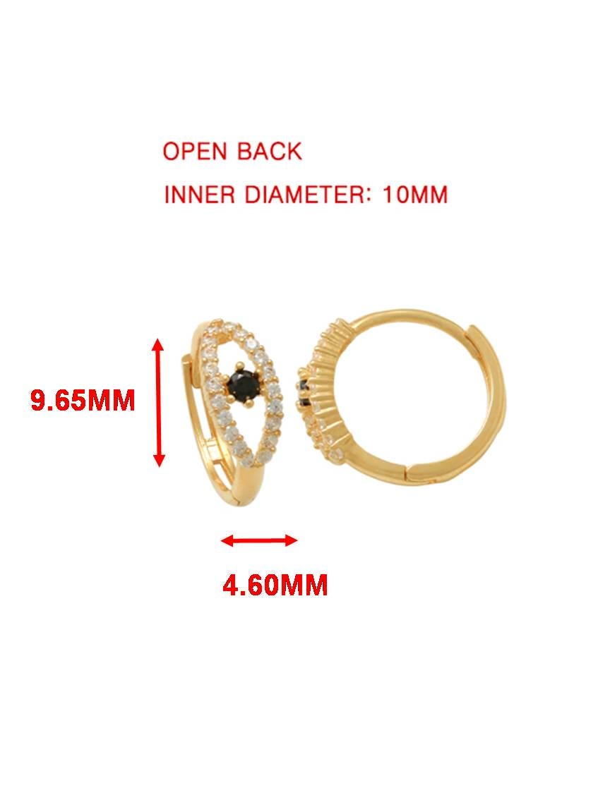 real 10k solid yellow gold evil eye hoop huggie earrings