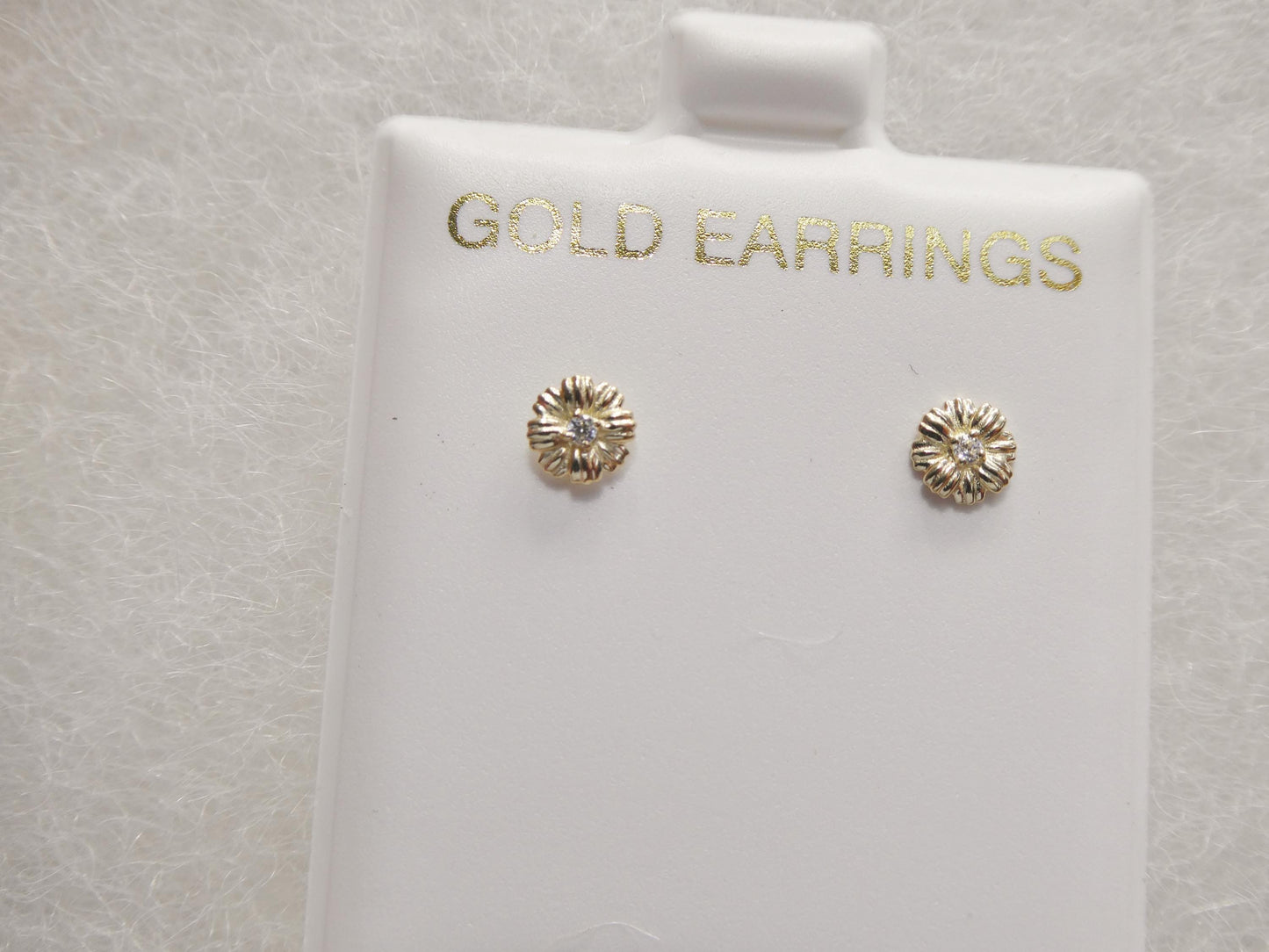 10k real solid yellow gold small flower push back earrings