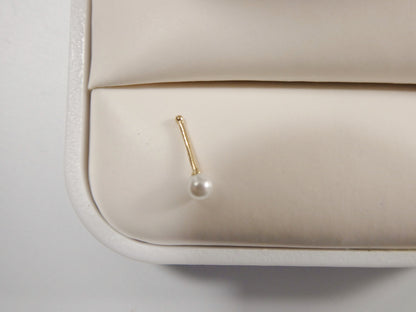 14k Real Solid Yellow Gold Pearl Nose Ring