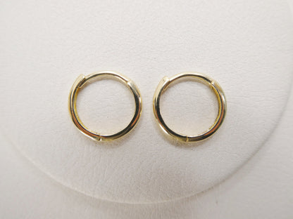 Real 10k Solid Yellow Gold 13mm Plain Hoop Huggie Earrings