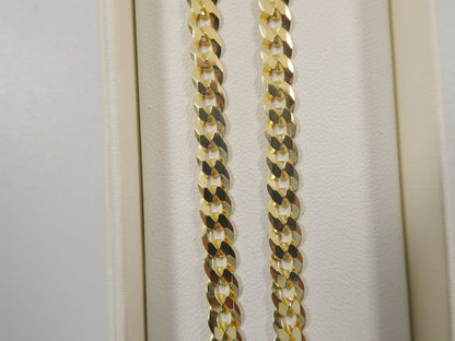 Real 925 Sterling Silver Solid Curb Chain 14k Yellow Gold Finish