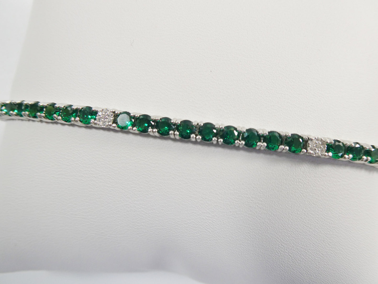Real 925 sterling silver sapphire spinel tennis bracelet box lock clasp