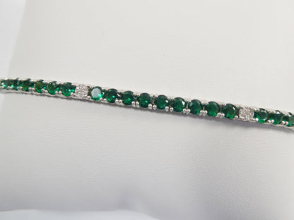 Real 925 Sterling Silver Sapphire Spinel Tennis Bracelet Box Lock Clasp
