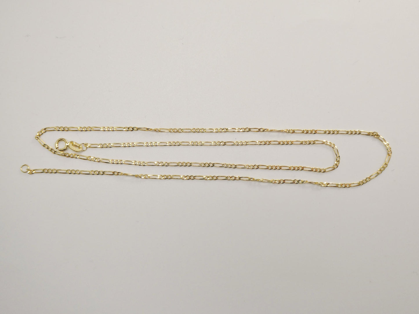10k real solid yellow gold 18 inch solid figaro chain and solitaire pendent set