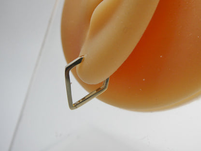 Real 10k Solid Yellow Gold Designer Plain Triangle Polish Hoop Huggie Earrings