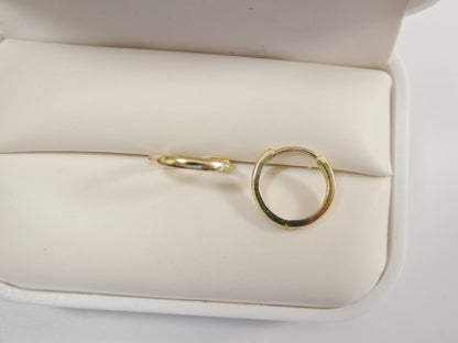 Real 10k Solid Yellow Gold High Polish Plain Hoop Huggie Earrings