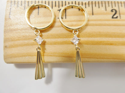 Real 10k Solid Yellow Gold Teardrop Hoop Huggie Earrings