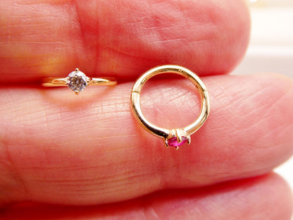 14k Real Solid Yellow Gold Seamless Clicker Cartilage Helix Hoop