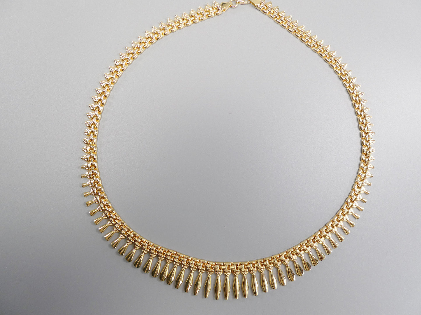 14k yellow gold tone color Cleopatra necklace over real 925 sterling silver
