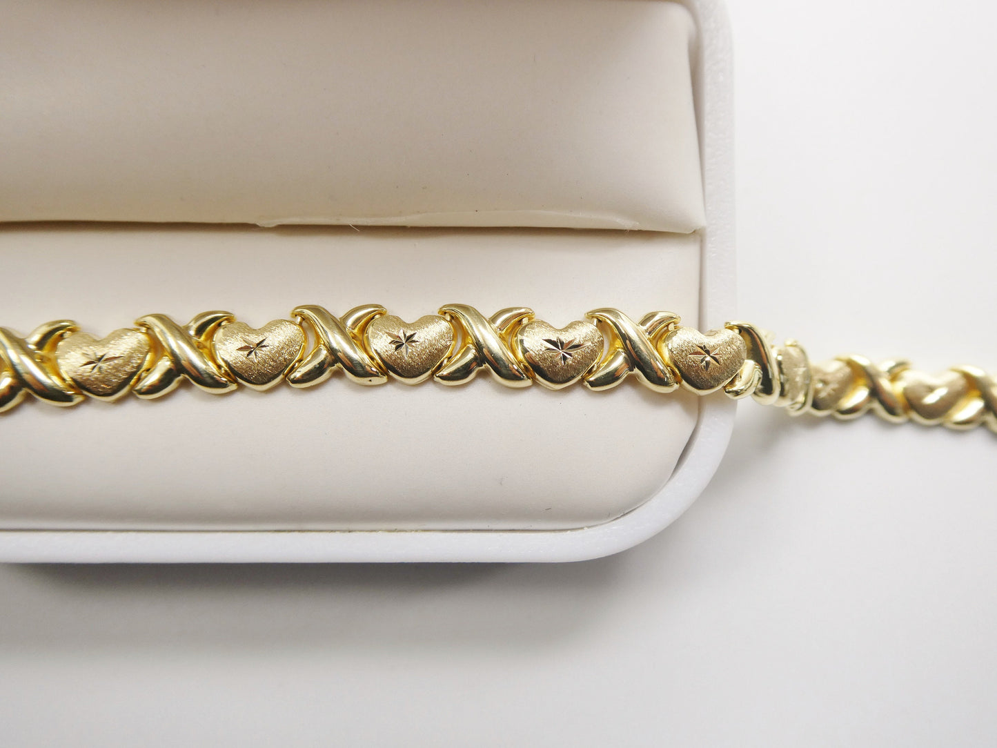 Sterling Silver XO Necklace Bracelet Set: 14k Gold Finish
