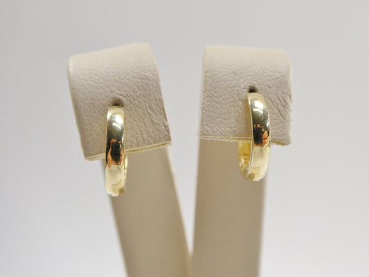 real 10k solid yellow gold 12mm high polish plain hoop huggie earrings